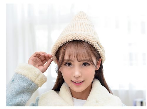 2016冬新款保暖帽双层加厚锥子帽粗线针织纯色帽女毛线情侣尖尖帽